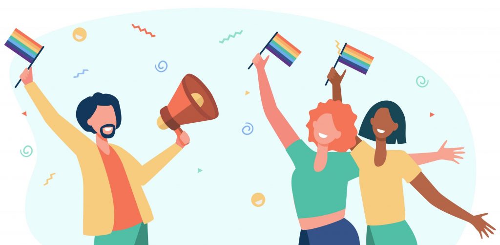 Gay people celebrating pride